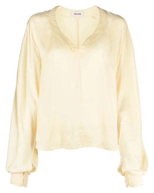 Zadig & Voltaire Natural Tonastir Satin-Finish Blouse
