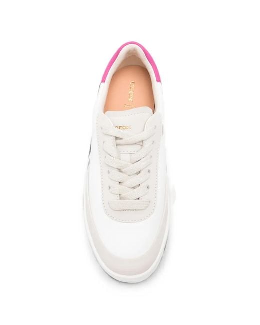 Geox White Dynamia Low-Top Sneakers