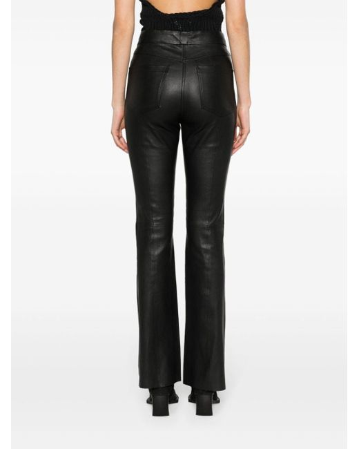 Remain Black Flared Leather Trousers