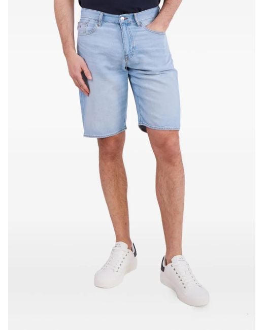 ARMANI EXCHANGE Blue Logo-Patch Denim Shorts for men