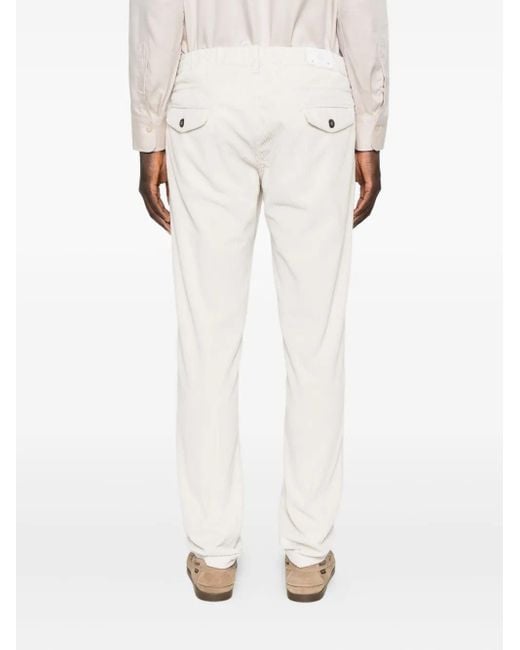 Eleventy White Drawstring Corduroy Trousers for men