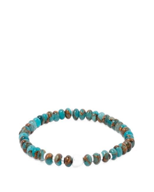 Tateossian Green Nepal Nugget Beaded Logo-Charm Bracelets for men