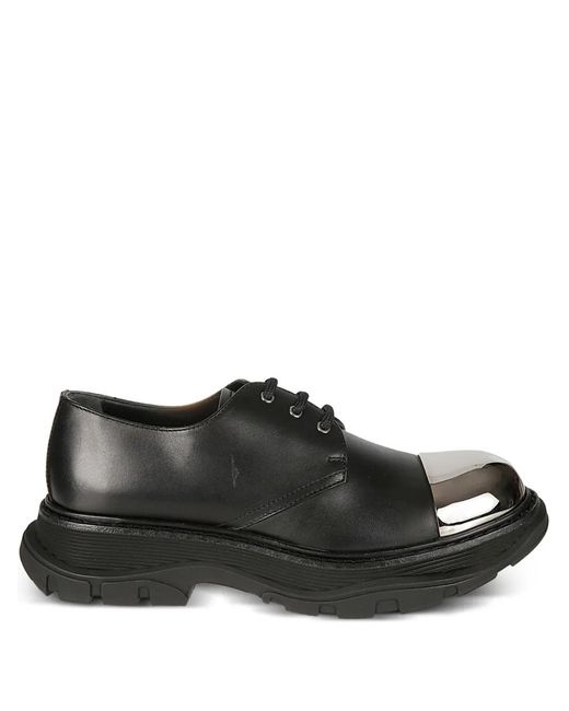 McQueen Black Tread Derby Shoes for men