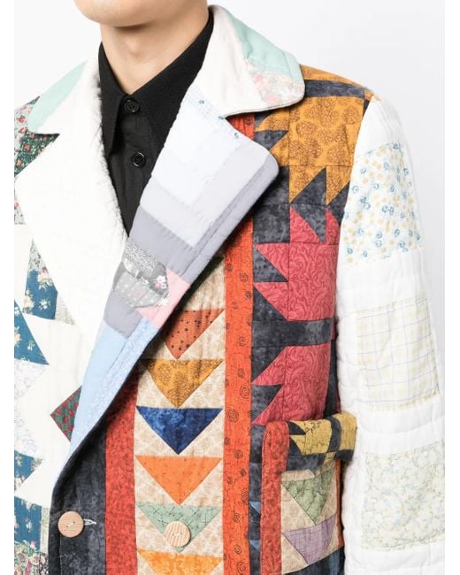 BETHANY WILLIAMS Blue Double-Breasted Patchwork Coat for men