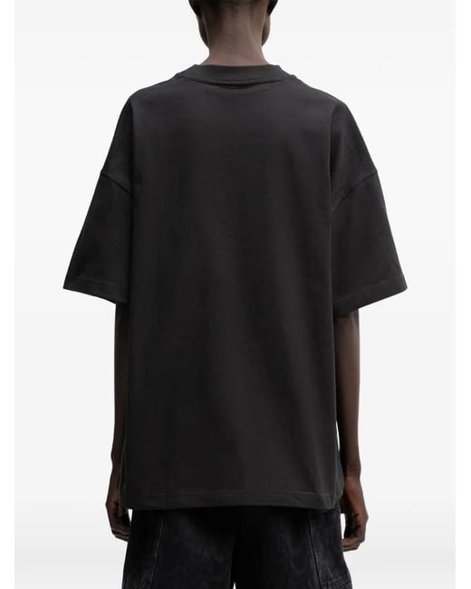 WRSTBHVR Black Dejo Logo-Print Drop-Shoulder T-Shirt