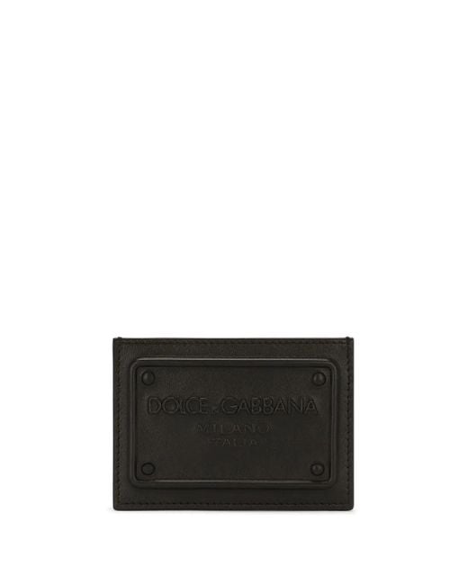 Dolce & Gabbana Black Card Holder With Logo Plaque for men