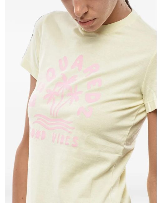 DSquared² White Logo-Print Crew-Neck T-Shirt
