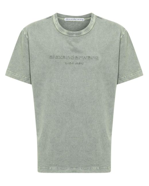 Alexander Wang Green Logo-embossed Cotton T-shirt