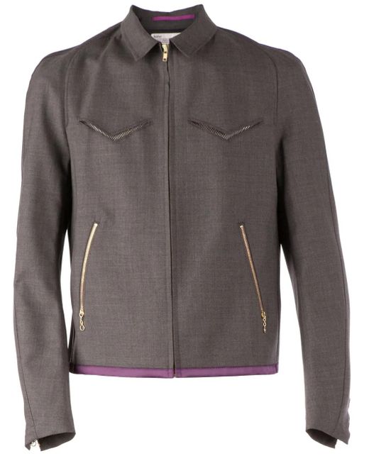 Vent Detail Jacket Kolor de hombre de color Gray