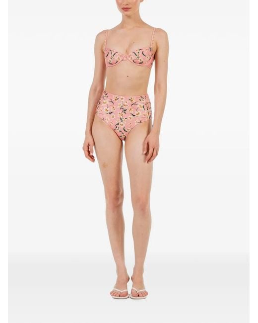 Agua Bendita Pink Magdalena Promesa Pearl-Embroidered Bikini Top