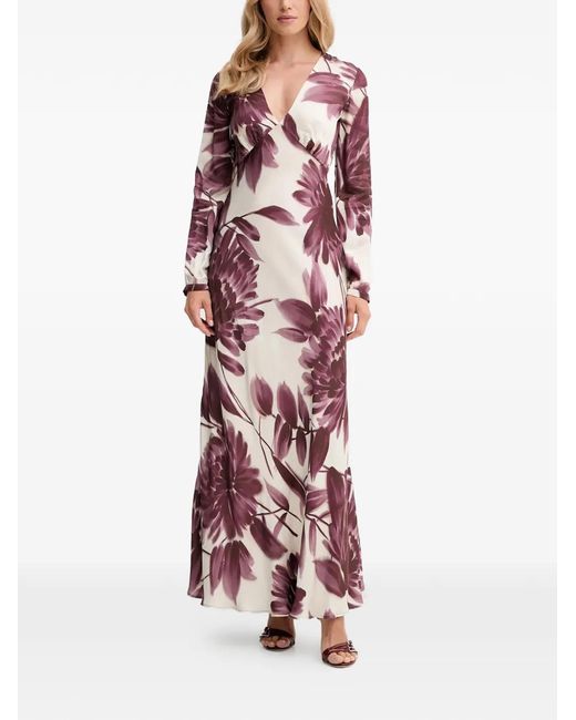 Twinset Pink Floral-Pattern V-Neck Maxi Dress
