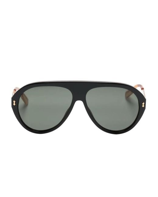 Gucci Gray Navigator-Frame Sunglasses for men