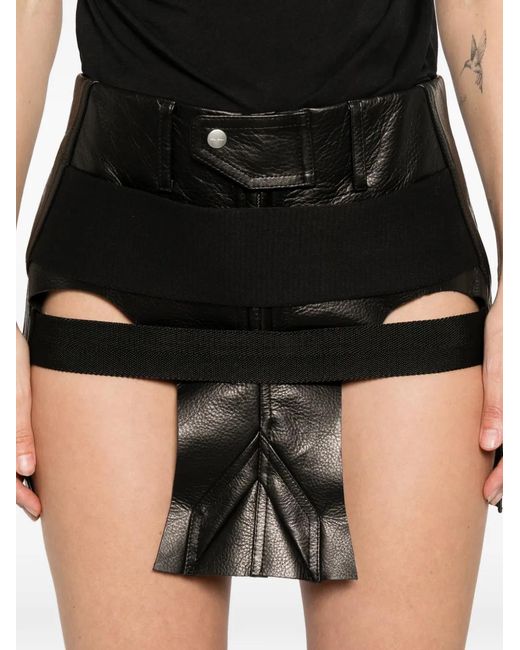 Rick Owens Black Temple Panel Mini Skirt