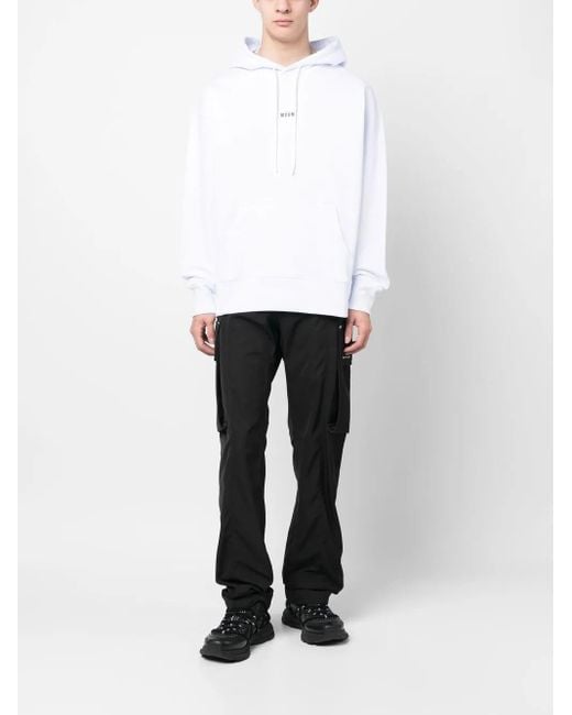 MSGM White Logo-Print Hoodie for men