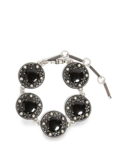 Ann Demeulemeester Metallic Cabochon-Embellished Engraved Bracelet