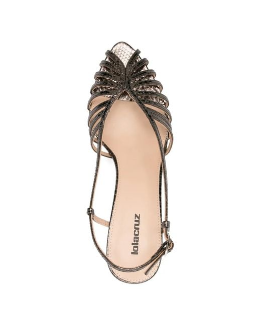 Lola Cruz White Diana Strappy Leather Sandals