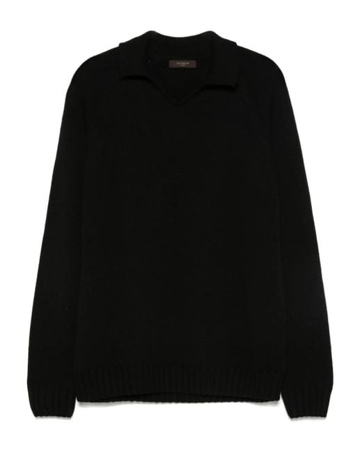 Zanone Black Polo-Neck Wool Sweater for men