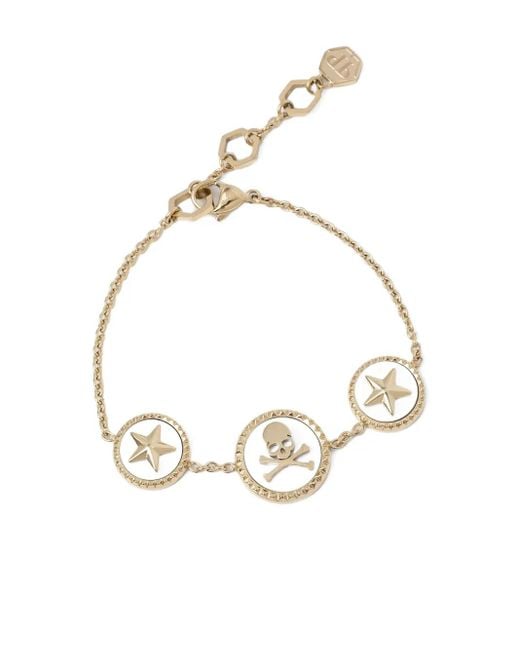Philipp Plein スカルモチーフ ビーズブレスレット White