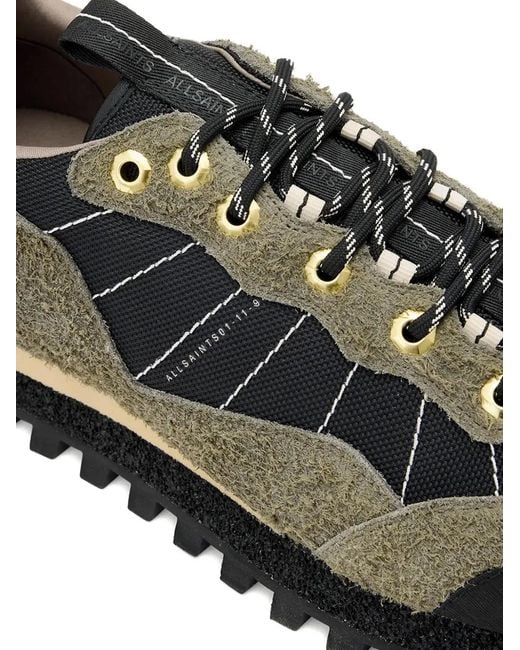 AllSaints Green Nevis Contrast-Panelled Sneakers for men