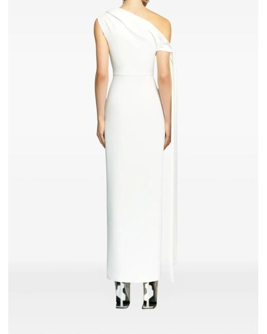 Solace London White Irina One-Shoulder Draped Maxi Dress