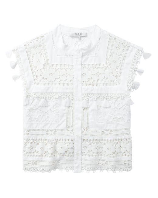 Camisa Joah con encaje Sea de color White