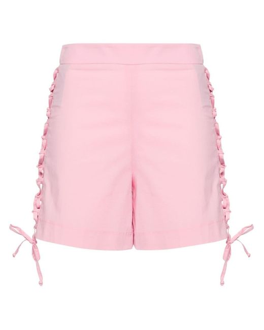 FEDERICA TOSI Pink Lace-up Poplin Shorts