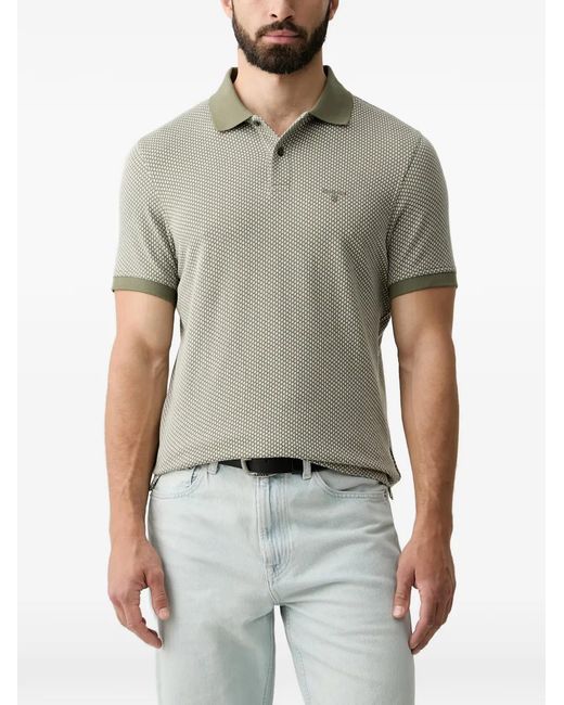 Barbour Gray Copgrove Geometric-Print Short-Sledeve Polo Shirt for men