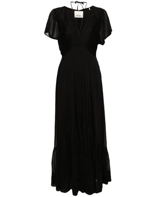 Isabel Marant Agathe Crepe Maxi Dress in het Black