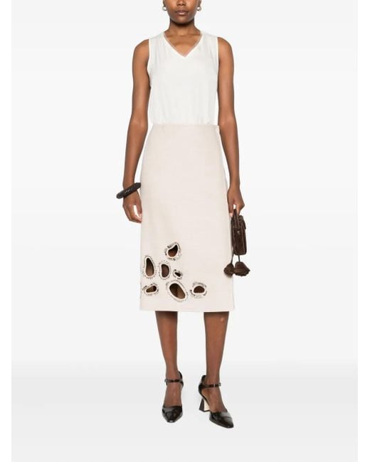 Fabiana Filippi White V-Neck Sleeveless Top