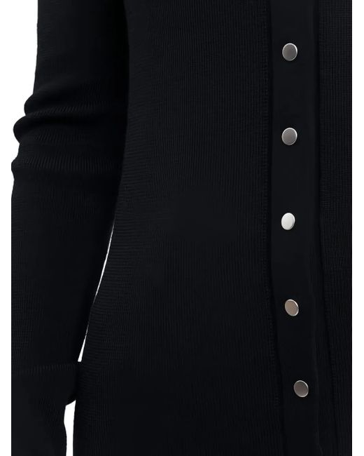 Jil Sander Black Ribbed Front-Button Cardigan