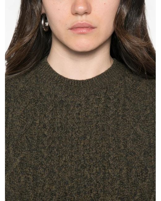 Bompard Green Cable-Knit Sleeveless Vest
