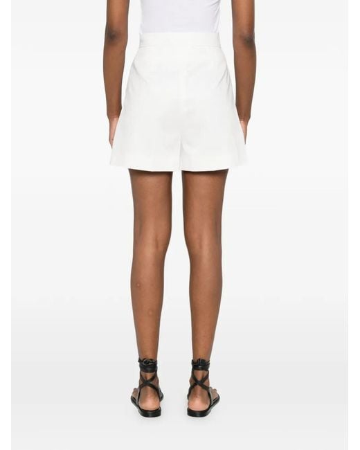 Max Mara White Flared Satin Shorts With High-Cut Waistband