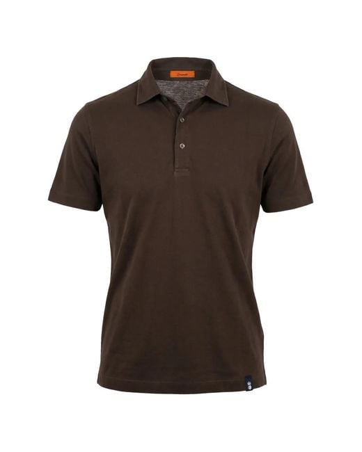 Drumohr Brown Button-Fastening Side-Slit Polo Shirt for men