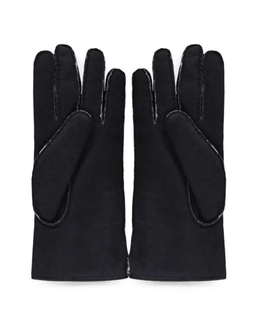 Moorer Black Shearling-Lined Suede Gloves for men