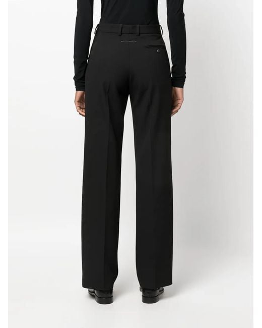 MM6 by Maison Margiela Black Number-Embroidered Tailored Trousers