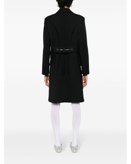 Manteau mi-long à détail Horsebit Gucci en coloris Black