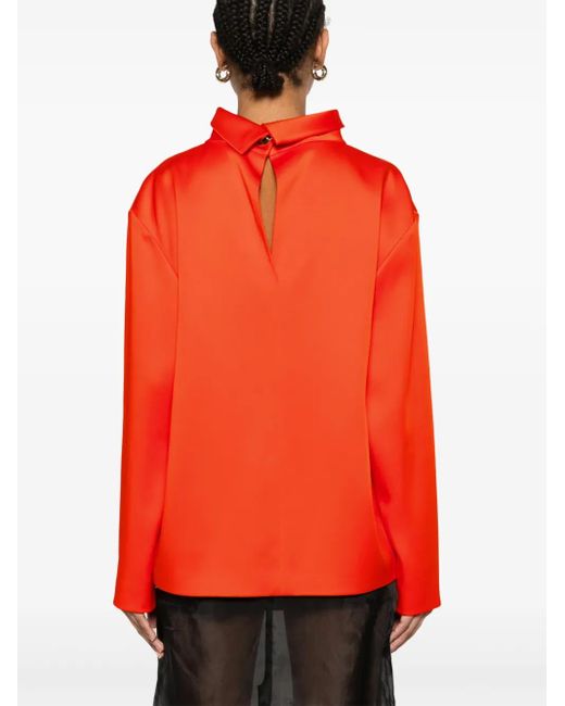 Carven Orange Double Satin Blouse