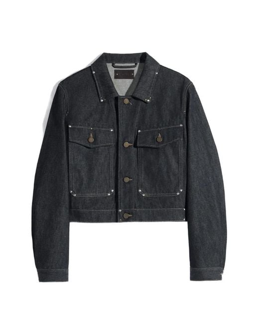 Lemaire Black Studded Cropped Denim Jacket