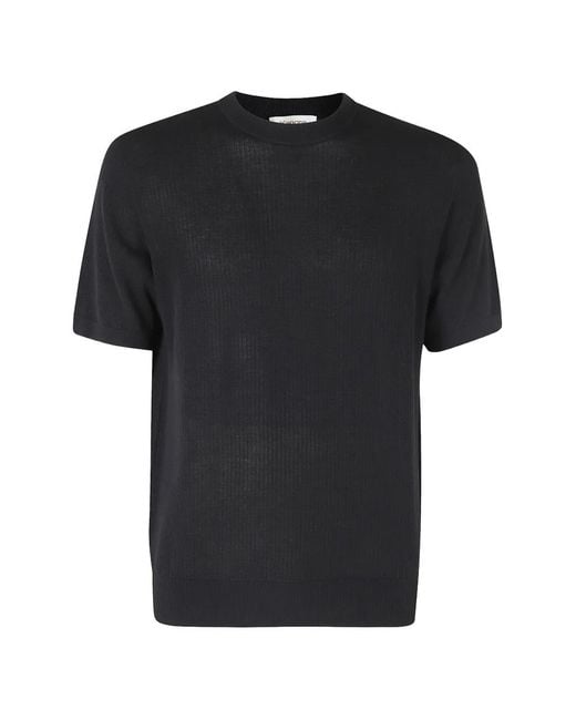 Kangra Black Knitted Short-Sleeve T-Shirt for men