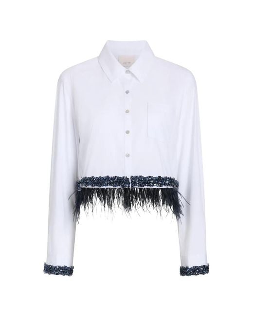 Cinq À Sept White Chemise Sylvan Bordée De Plumes