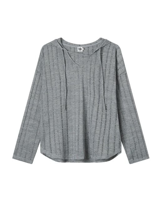 B+ AB Gray Hooded Ribbed Knit Top