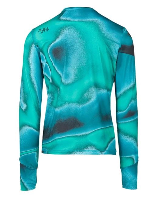 Aztech Mountain Blue Abstract-Pattern T-Shirt for men