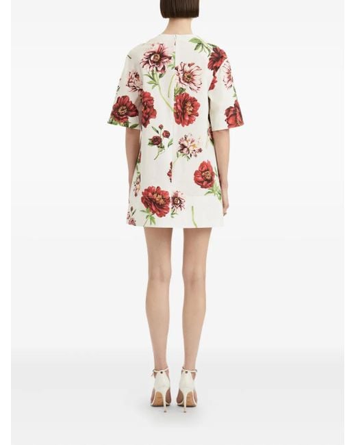Robe Mi-Longue Imprimée Oscar de la Renta en coloris Red