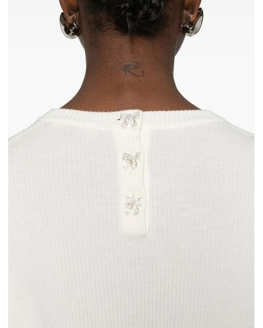 Maje White Jumper With Jewelled Buttons