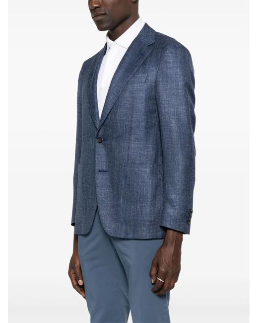 Canali Blue Mélange-Effect Blazer for men