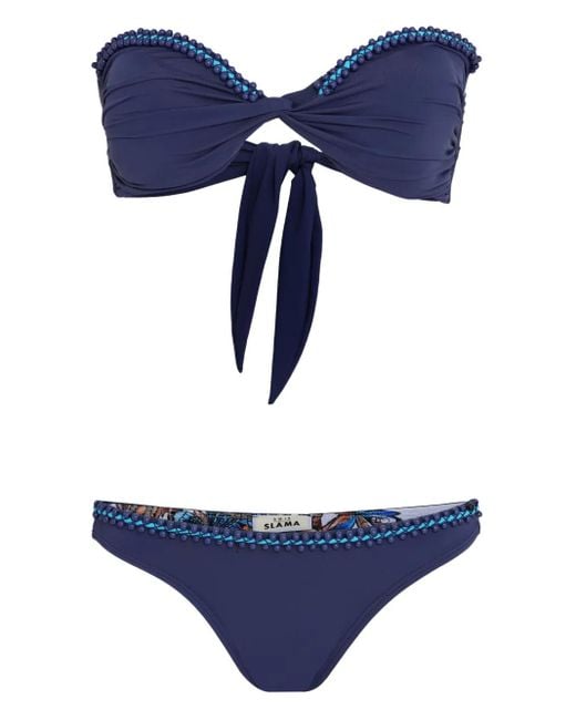 Amir Slama Bikini Verfraaid Met Kralen in het Blue