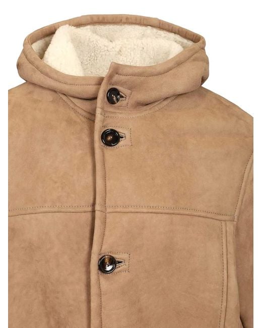 Al Duca D'aosta Natural Hooded Shearling Coat for men