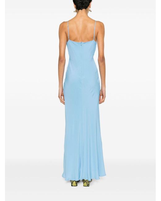 MSGM Blue Knot-detailed Long-length Dress