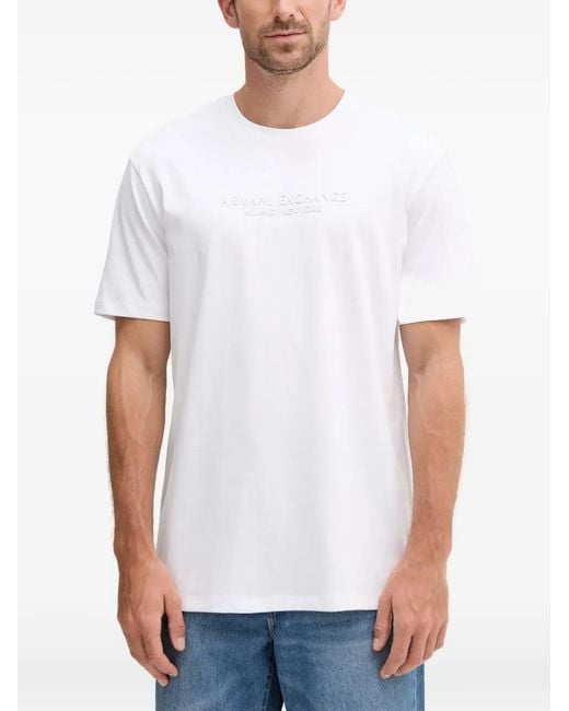 ARMANI EXCHANGE White T-Shirt À Logo Embossé for men