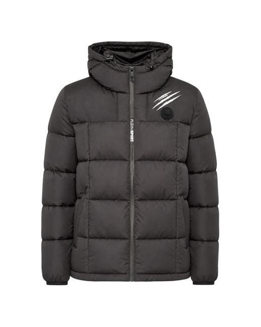 Philipp Plein Black Thunder Hooded Puffer Jacket for men
